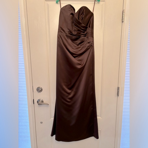 Chocolate brown satin bridesmaid dress - Picture 1 of 4